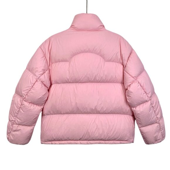 Moncler Womens Pink Down Puffer Jacket With High Neck Zipper & Snap Closures Log - Picture 2 of 8